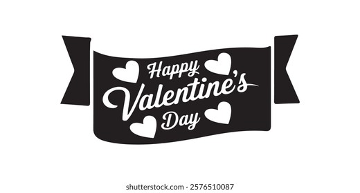 Happy Valentine's Day greeting, romantic sticker. Typography Template Vector Design. Valentine's Day sticker, Banner, wallpaper, heart,  elements background—isolated illustration poster 14 February. 