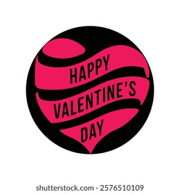 Happy Valentine's Day greeting, romantic sticker. Typography Template Vector Design. Valentine's Day sticker, Banner, wallpaper, heart,  elements background—isolated illustration poster 14 February. 