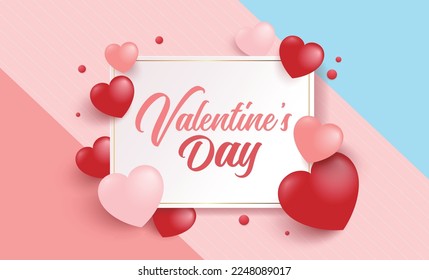 Happy Valentine's Day greeting sale banner with gift box.Suitable for Mother's Day and woman Day and wedding invitation.	