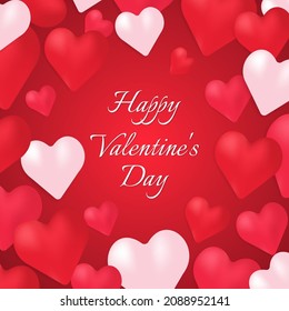 Happy valentines day greeting square card with hearts