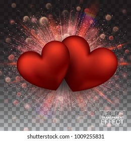 Happy Valentine's day greeting template. Red heart isolated on transparent background. Vector illustration for Flyer Poster Sign Banner Web Header Invitation.