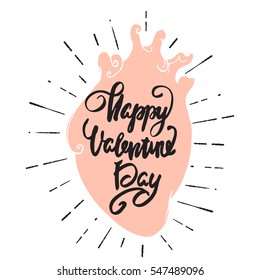 Happy Valentine's Day greeting template. Heart with lettering. Background for wedding, save the date, Valentine's Day, etc. Vector Illustration