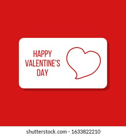 happy valentine's day greetings card, heart shape on white card