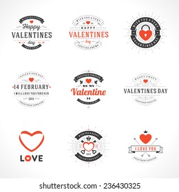 Happy Valentine's Day greetings card, labels, badges, symbols, illustrations and typography vector elements  