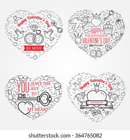 Happy Valentine's Day greetings card, labels, badges, symbols, illustrations, tattoo, t-shirts, banners, flyers and other types of business design with place or your text. 