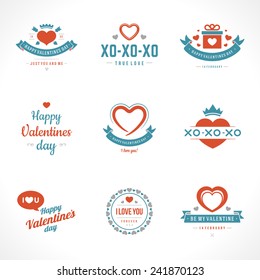Happy Valentine's Day greetings cards, labels, badges, symbols, illustrations and typography vector elements 