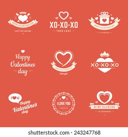 Happy Valentine's Day greetings cards, labels, badges, symbols, illustrations and typography vector elements 