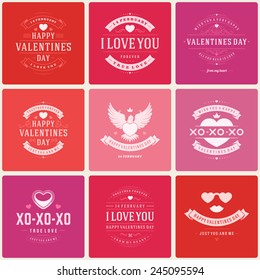 Happy Valentine's Day greetings cards, labels, badges, symbols, illustrations and typography vector elements 