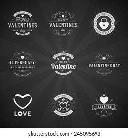 Happy Valentine's Day greetings cards, labels, badges, symbols, illustrations and typography vector elements 