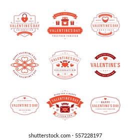 Happy Valentines Day Greetings Cards Labels Stock Vector (Royalty Free