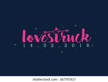 Happy Valentine's Day greetings/ Lovestuck on valentine's day typographic vector art/ Love icon/ Lover character illustration/ Cute wedding invitation card design elements/ Romantic couple mascot