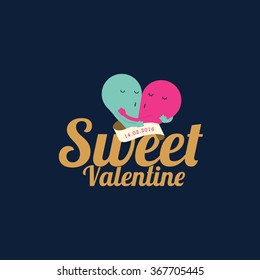 Happy Valentine's Day greetings/ Sweet valentine typographic vector art/ Love icon/ Lover character illustration/ Cute wedding invitation card design elements/ Romantic couple mascot