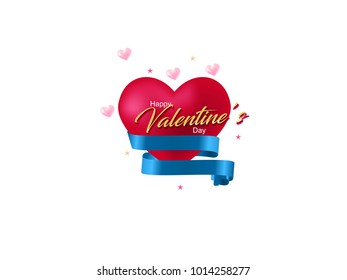 Happy Valentines day greetings vector illustration with Blue ribbon