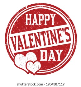 Happy valentine's day grunge rubber stamp on white background, vector illustration