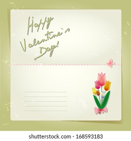 Happy Valentine`s Day hand card or background.  Vector illustration.