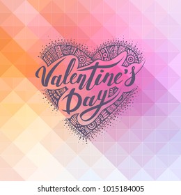 Happy Valentines Day. Hand Drawing Vector Lettering Design. Clean Work Minimum Points