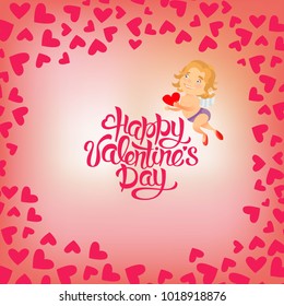 Happy Valentines Day Hand Drawing Vector Lettering design.