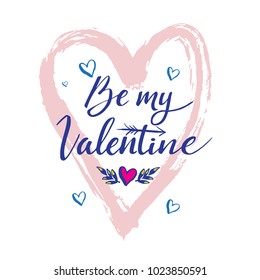 Happy Valentines Day hand drawing lettering design. Vector illustration