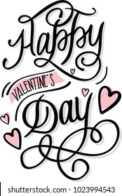 Happy Valentines Day Hand Drawing Vector Lettering design, Greeting Card 