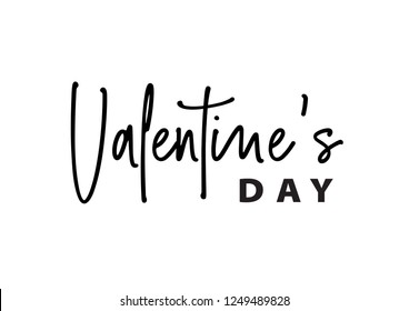 Happy Valentines Day Hand Drawing Vector Lettering text typography. Happy Valentines Day black text on a white background.  Hand written design element for party card, poster, banner, flyer.