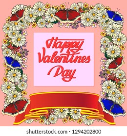 Happy Valentines Day. Hand Drawing Vector Lettering design.
