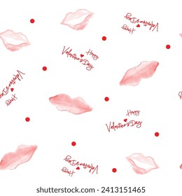Happy Valentine's Day, Hand Drawing, Seamless Pattern