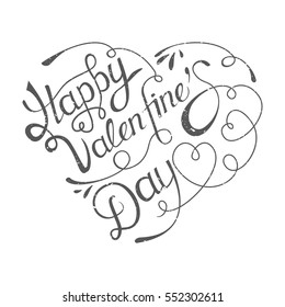 Happy Valentines Day Hand Drawing Vector Lettering design