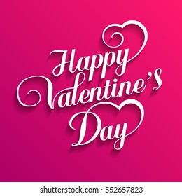 Happy Valentines Day Hand Drawing Vector Lettering Design - Vector Illustration.