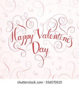 Happy Valentines Day Hand Drawing Lettering. Vector Illustration Design