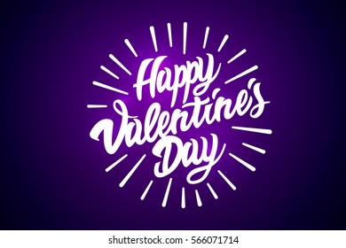 Happy Valentines Day Hand Drawing Vector Lettering 