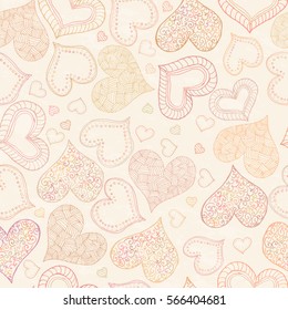 Happy Valentines Day. Hand drawing seamless vector pattern.