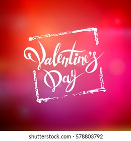 Happy Valentines Day. Hand Drawing Vector Lettering Design. Clean Work Minimum Points