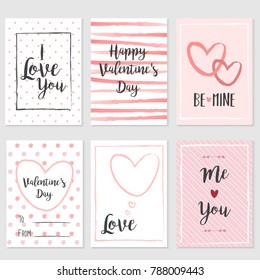 Happy Valentines Day Hand Drawing Vector Lettering design. 5x7 Invitation card with Typographic on cute background.