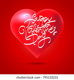 Happy Valentines Day Hand Drawing. Vector Lettering Design.
