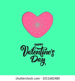 Happy Valentines Day hand drawn lettering and typography art with love hearts layered paper for greeting card or background