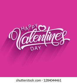 Happy Valentine's Day hand drawn lettering. Ready text with falling shadow for print design. Calligraphy inscription.