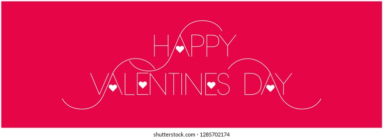 Happy Valentine`s Day - hand drawn lettering on red background. Flat vector illustration for greetings, invitations, prints, cards, posters, flyers, banners, seasonal design and decoration, web.