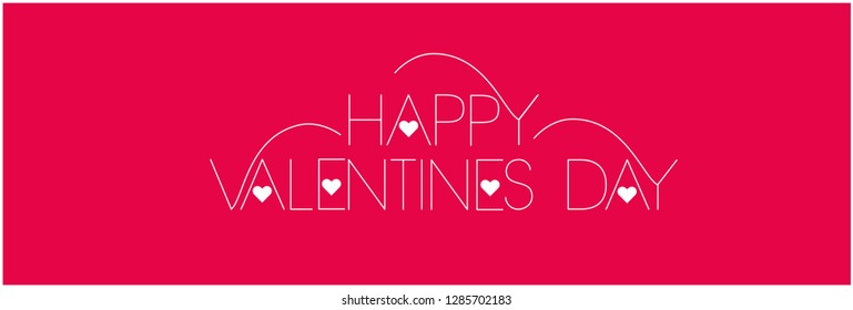 Happy Valentine`s Day - hand drawn lettering on red background. Flat vector illustration for greetings, invitations, prints, posters, cards, flyers, banners, seasonal design and decoration, web.