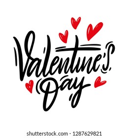 Happy Valentine's Day hand drawn vector lettering. Isolated on white background. Vector illustration.