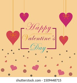 Happy Valentine's Day Hand Drawn Brush Lettering, Isolated on Rich Brown Background. Perfect for Holiday Flat Design. Vector illustration.