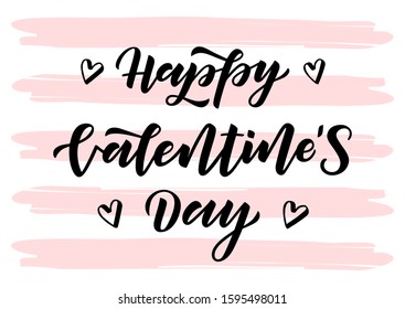 Happy Valentine's day hand drawn lettering. Template for, banner, poster, flyer, greeting card, web design, print design. Vector illustration.