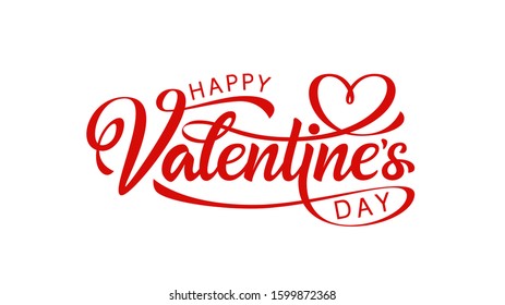Happy Valentine's Day hand drawn lettering. Vector text for use in print design.