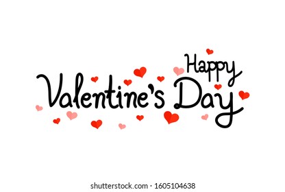 Happy Valentines Day hand drawn on white background. vector illustration 