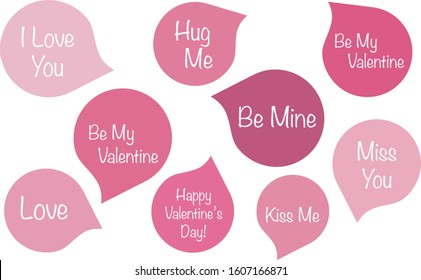 Happy valentines day, hand drawn text. Typography font on pink background. Vector photo overlays, pink and white. Love labels.