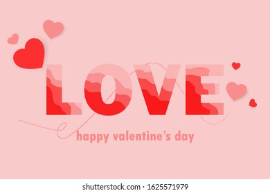 Happy Valentines Day and Hand drawn text lettering for Valentines Day greeting card