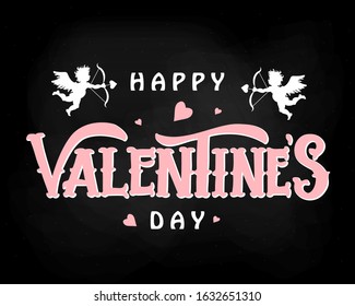 Happy Valentine's day hand drawn lettering. Vector illustration. Design for flyers, invitation, posters, brochure, banners.