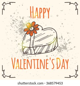 Happy valentine's day. Hand drawn vector illustration. Romantic poster, card, banner, invitation, greeting card.