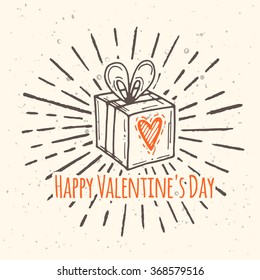 Happy valentine's day. Hand drawn vector illustration. Romantic poster, card, banner, invitation, greeting card.
