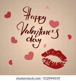 Happy Valentine`s day hand drawn lettering. calligraphy, greeting card . Vector illustration