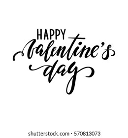 Frohe Valentinstag. Handgezeichnete kreative Kalligraphie und Pen-Schrift einzeln auf weißem Hintergrund. Design für Urlaubskarte und Einladung Hochzeit, Valentinstag und Happy Love Day